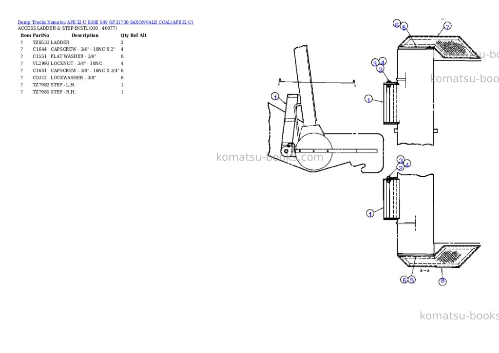 Komatsu afe32-u 830e s/n gf31730 saxonvale coal Parts catalog cover Page 5 Komatsu afe32-u 830e s/n gf31730 saxonvale coal Parts catalog cover Page 5