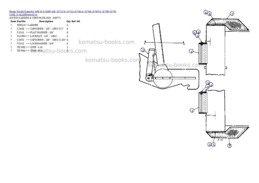 Komatsu afe32-x 830e s/n 31723 & 31755-31756 & 31768-31769 & 31789-31791 coal & allied Parts catalog cover Page 10