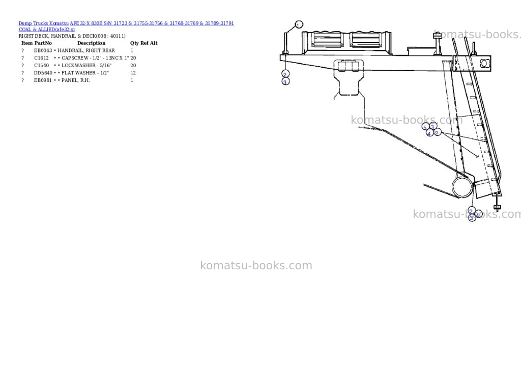 Komatsu afe32-x 830e s/n 31723 & 31755-31756 & 31768-31769 & 31789-31791 coal & allied Parts catalog cover Page 4