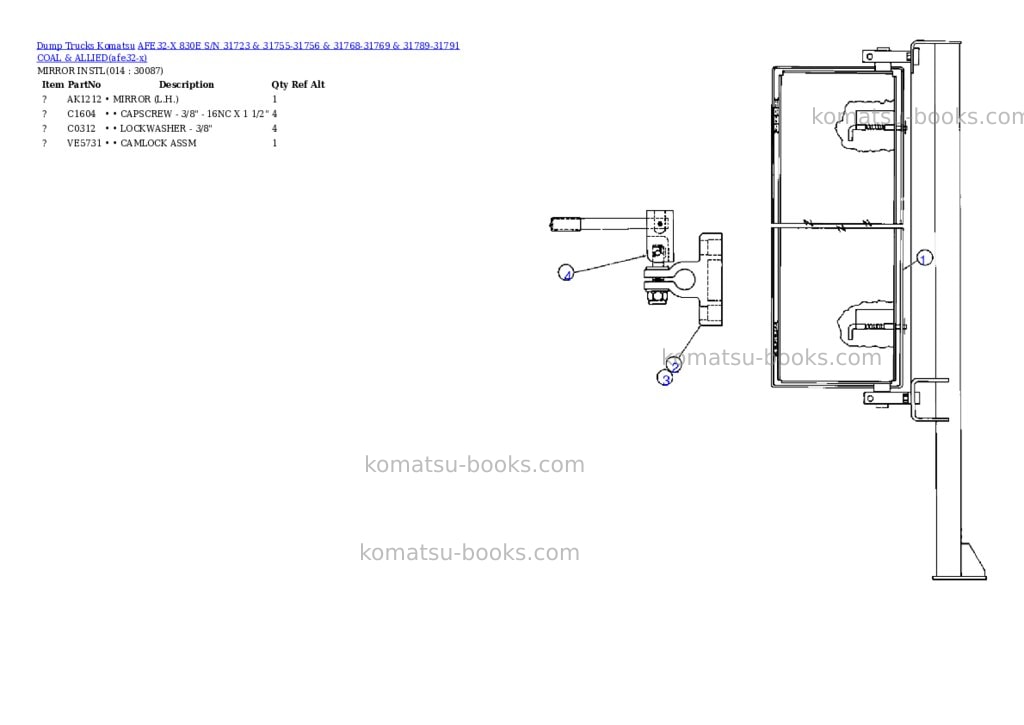 Komatsu afe32-x 830e s/n 31723 & 31755-31756 & 31768-31769 & 31789-31791 coal & allied Parts catalog cover Page 7