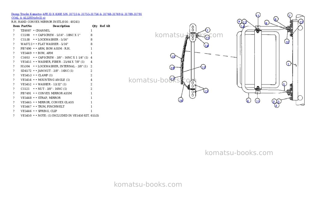 Komatsu afe32-x 830e s/n 31723 & 31755-31756 & 31768-31769 & 31789-31791 coal & allied Parts catalog cover Page 8