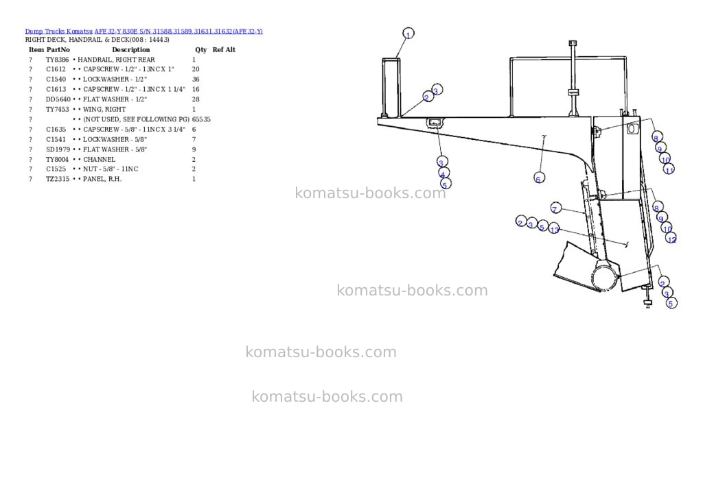 Komatsu afe32-y 830e s/n 31588,31589,31631,31632 Parts catalog cover Page 4 Komatsu afe32-y 830e s/n 31588,31589,31631,31632 Parts catalog cover Page 4