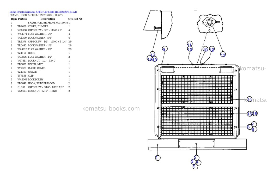 Komatsu afe37-at 630e tilden Parts catalog cover Komatsu afe37-at 630e tilden Parts catalog cover