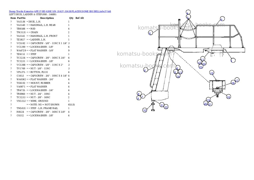 Komatsu afe37-bd 630e s/n 31637-31638 placer dome big bell Parts catalog cover Page 3 Komatsu afe37-bd 630e s/n 31637-31638 placer dome big bell Parts catalog cover Page 3