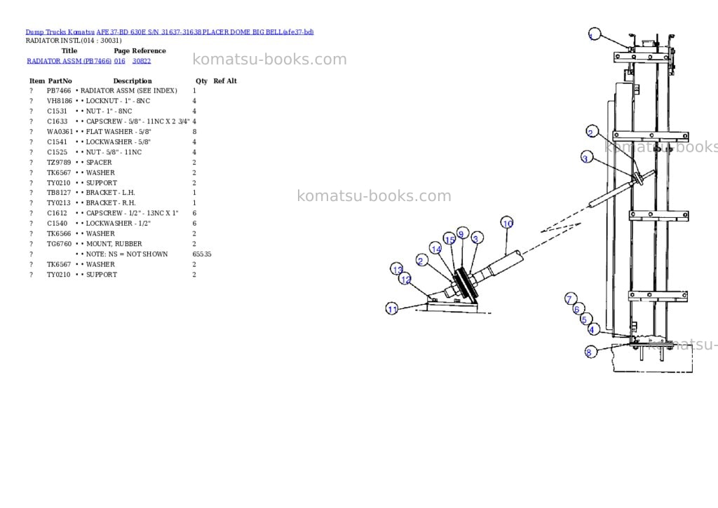Komatsu afe37-bd 630e s/n 31637-31638 placer dome big bell Parts catalog cover Page 6 Komatsu afe37-bd 630e s/n 31637-31638 placer dome big bell Parts catalog cover Page 6