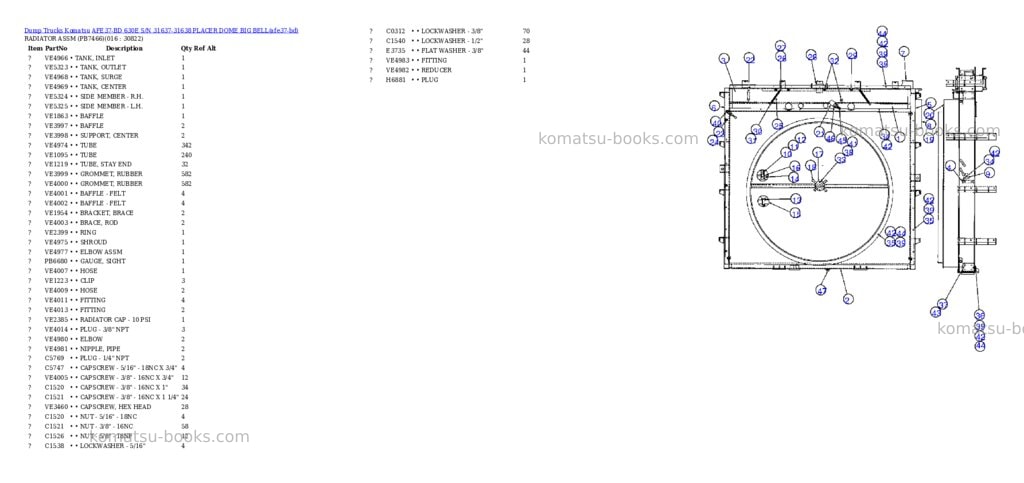 Komatsu afe37-bd 630e s/n 31637-31638 placer dome big bell Parts catalog cover Page 7 Komatsu afe37-bd 630e s/n 31637-31638 placer dome big bell Parts catalog cover Page 7