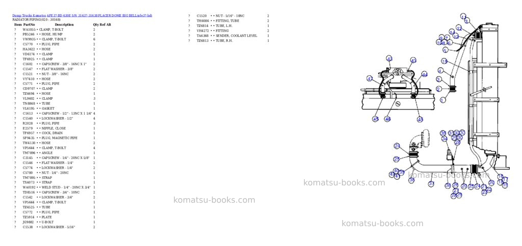 Komatsu afe37-bd 630e s/n 31637-31638 placer dome big bell Parts catalog cover Page 8 Komatsu afe37-bd 630e s/n 31637-31638 placer dome big bell Parts catalog cover Page 8