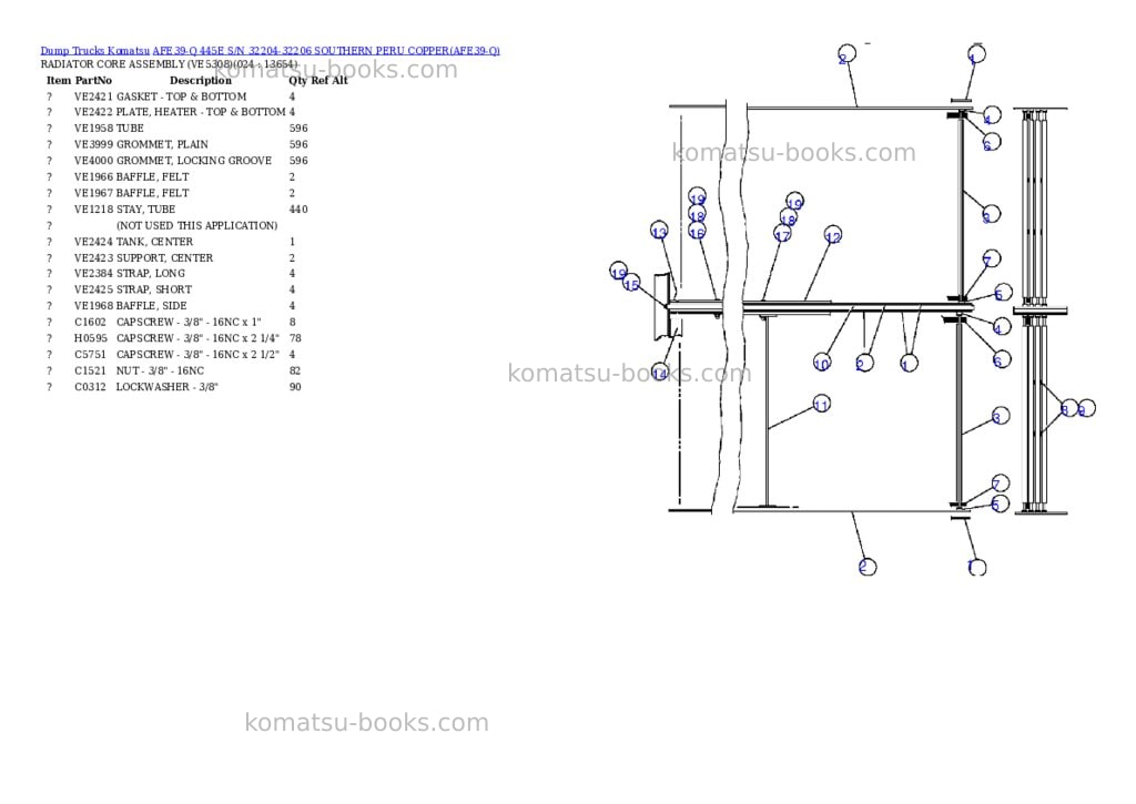 Komatsu afe39-q 445e s/n 32204-32206 southern peru copper Parts catalog cover Page 10