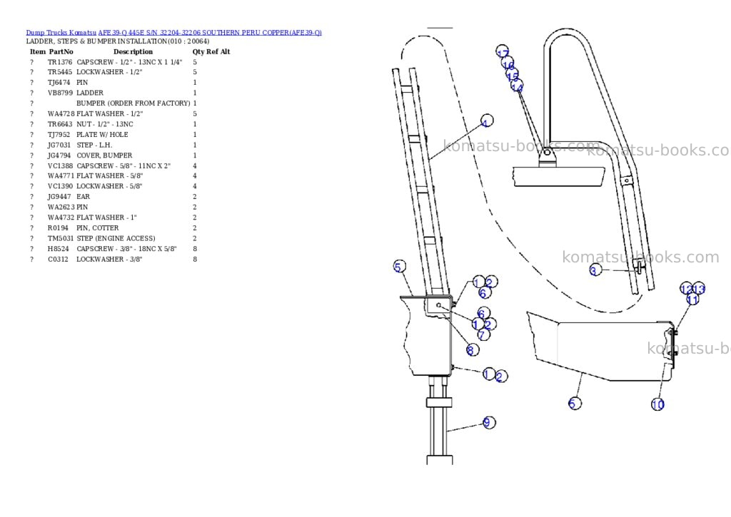 Komatsu afe39-q 445e s/n 32204-32206 southern peru copper Parts catalog cover Page 3