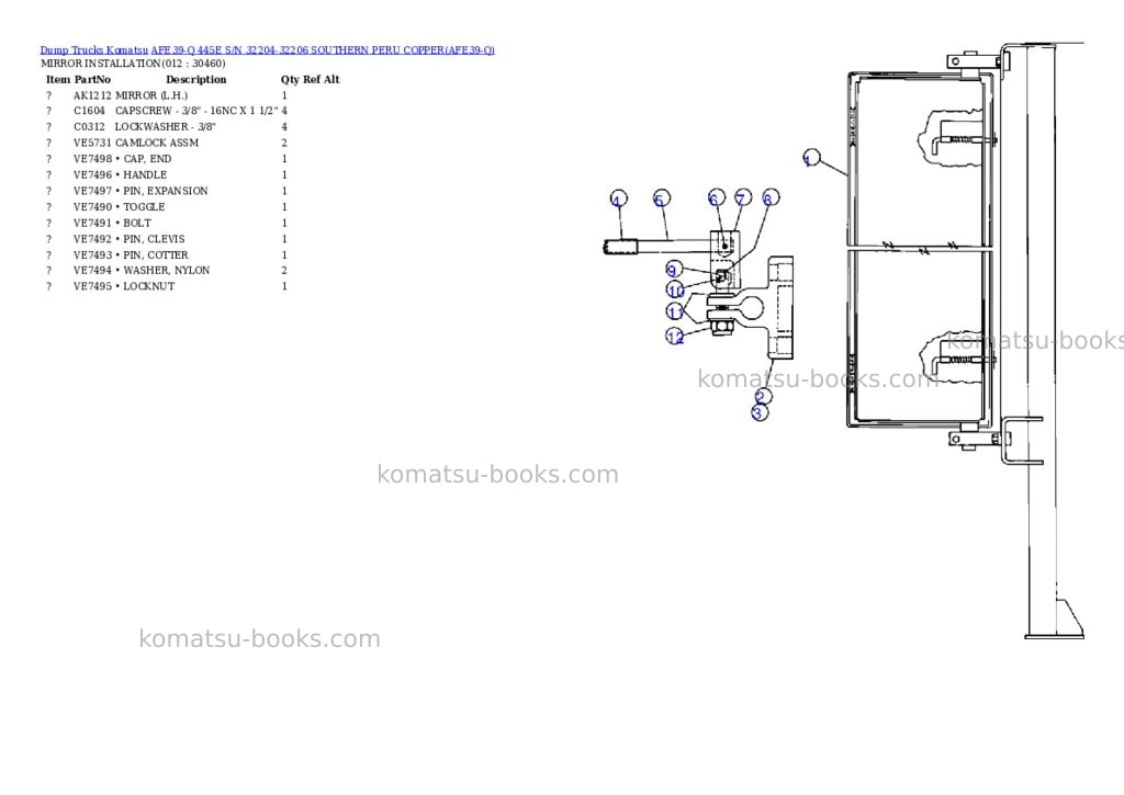 Komatsu afe39-q 445e s/n 32204-32206 southern peru copper Parts catalog cover Page 4