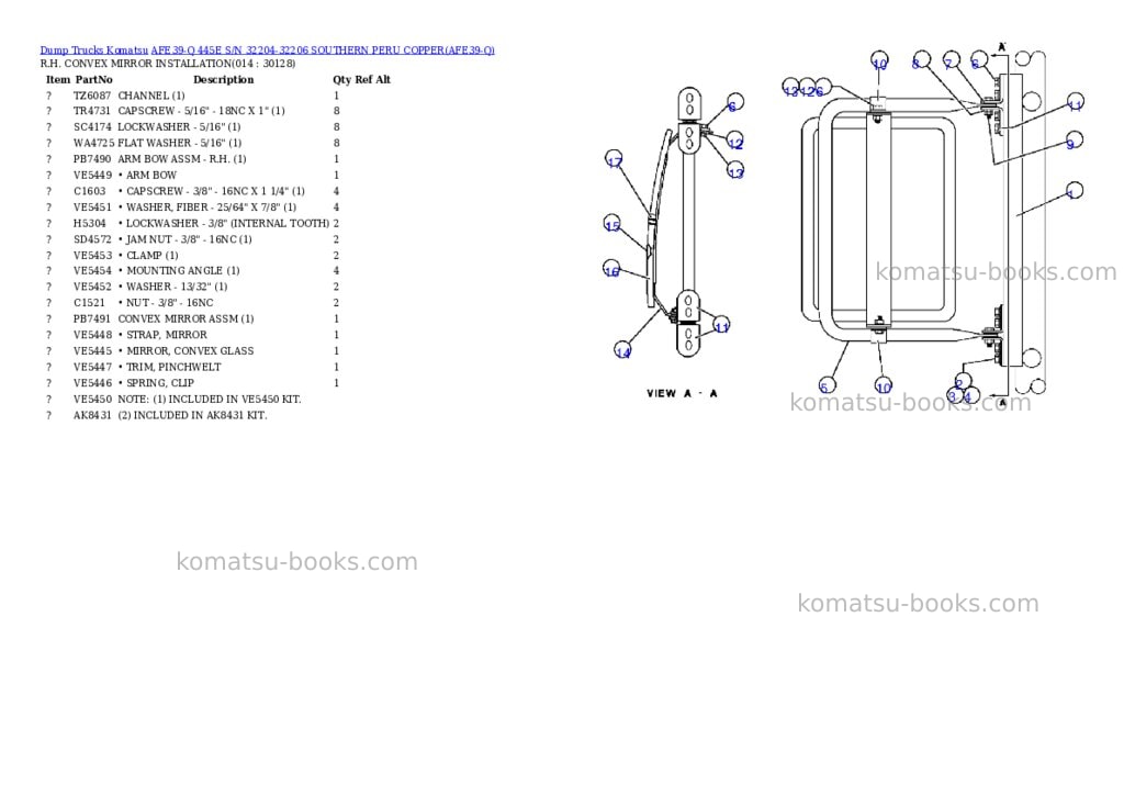 Komatsu afe39-q 445e s/n 32204-32206 southern peru copper Parts catalog cover Page 5