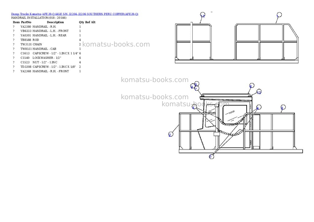 Komatsu afe39-q 445e s/n 32204-32206 southern peru copper Parts catalog cover Page 7