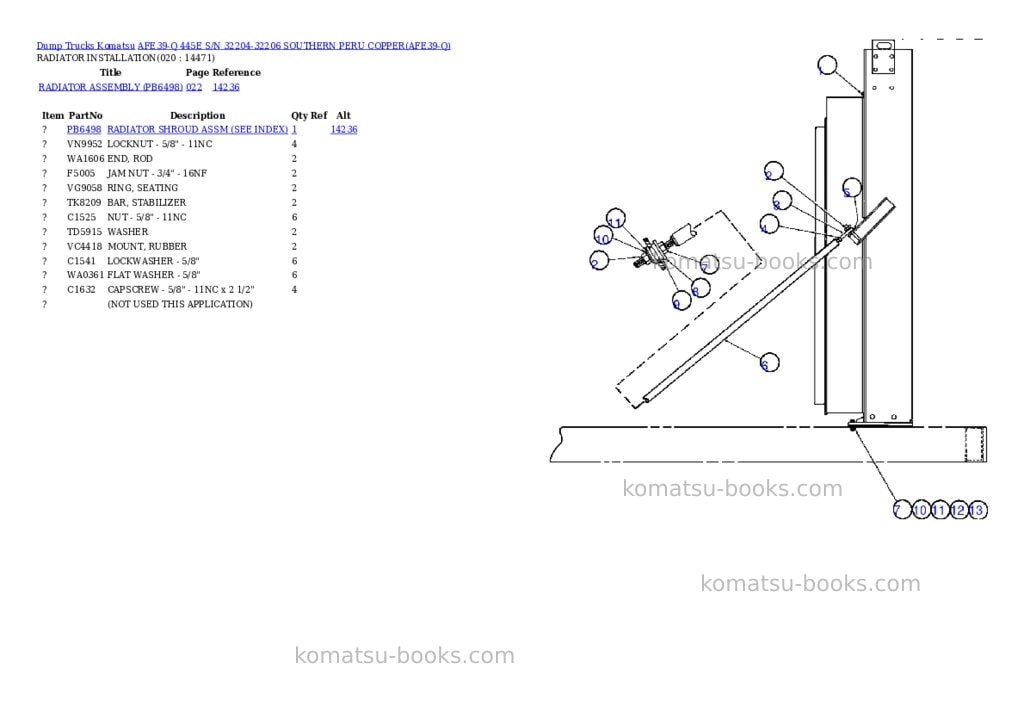 Komatsu afe39-q 445e s/n 32204-32206 southern peru copper Parts catalog cover Page 8