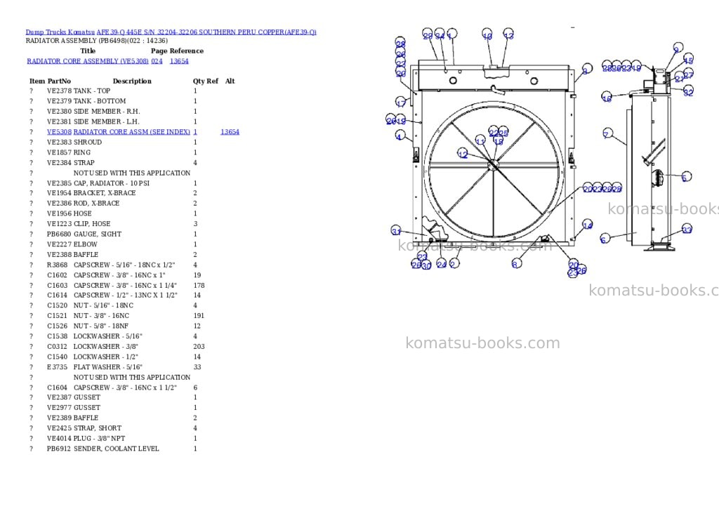 Komatsu afe39-q 445e s/n 32204-32206 southern peru copper Parts catalog cover Page 9