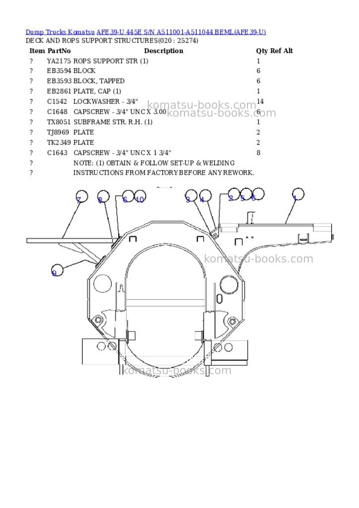 Komatsu afe39-u 445e s/n a511001-a511044 beml Parts catalog cover Page 10 Komatsu afe39-u 445e s/n a511001-a511044 beml Parts catalog cover Page 10