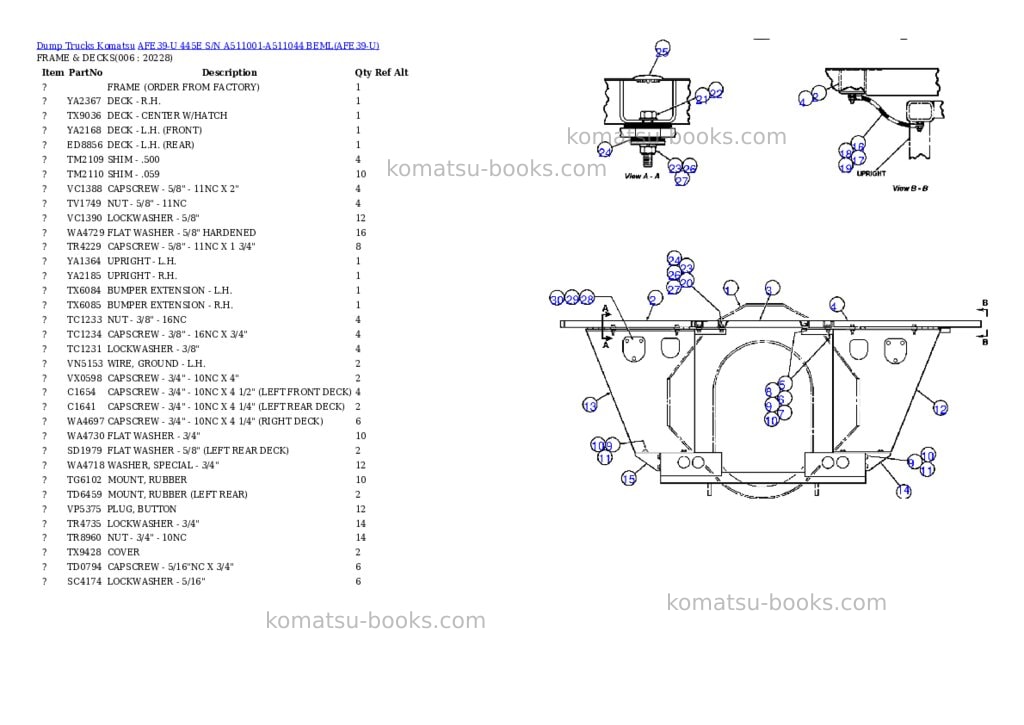 Komatsu afe39-u 445e s/n a511001-a511044 beml Parts catalog cover Page 3 Komatsu afe39-u 445e s/n a511001-a511044 beml Parts catalog cover Page 3