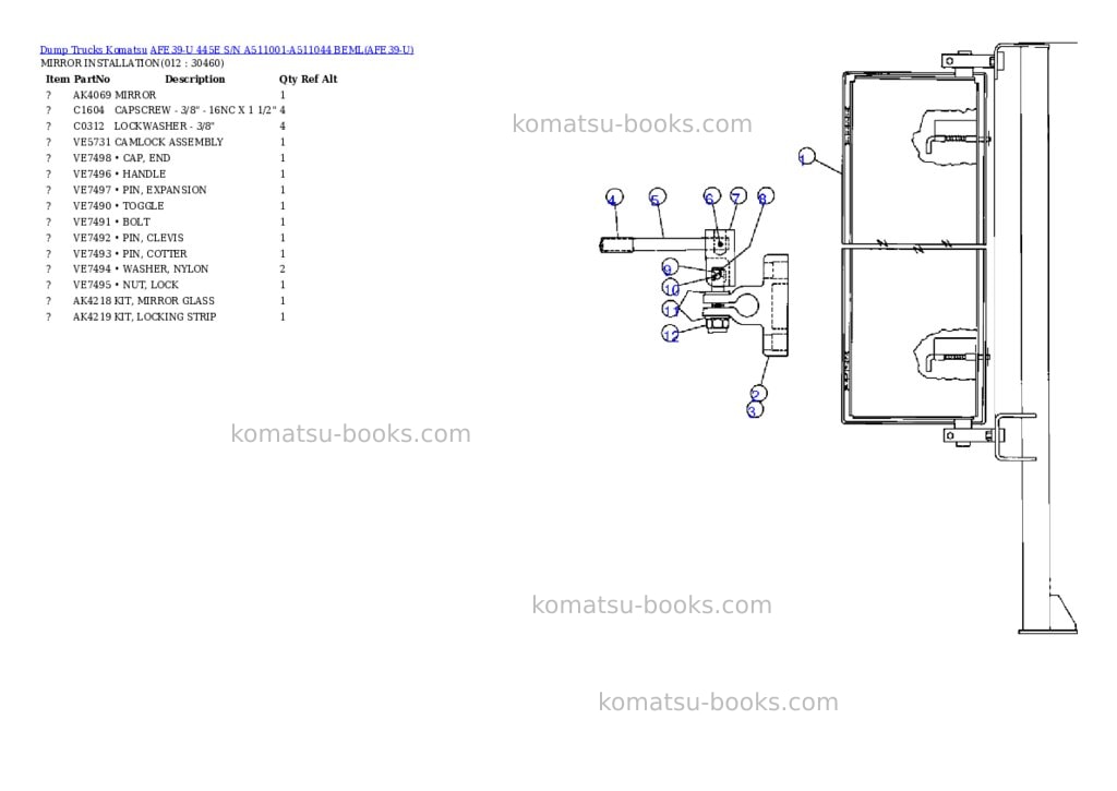 Komatsu afe39-u 445e s/n a511001-a511044 beml Parts catalog cover Page 6 Komatsu afe39-u 445e s/n a511001-a511044 beml Parts catalog cover Page 6