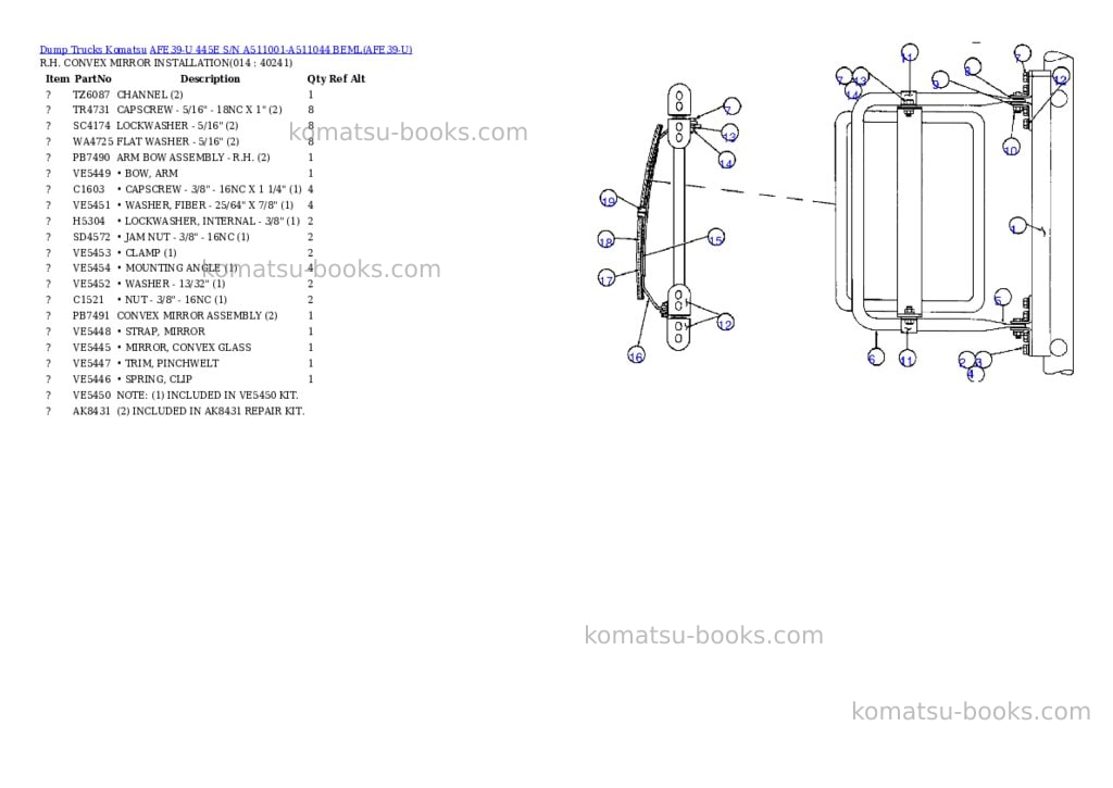 Komatsu afe39-u 445e s/n a511001-a511044 beml Parts catalog cover Page 7 Komatsu afe39-u 445e s/n a511001-a511044 beml Parts catalog cover Page 7