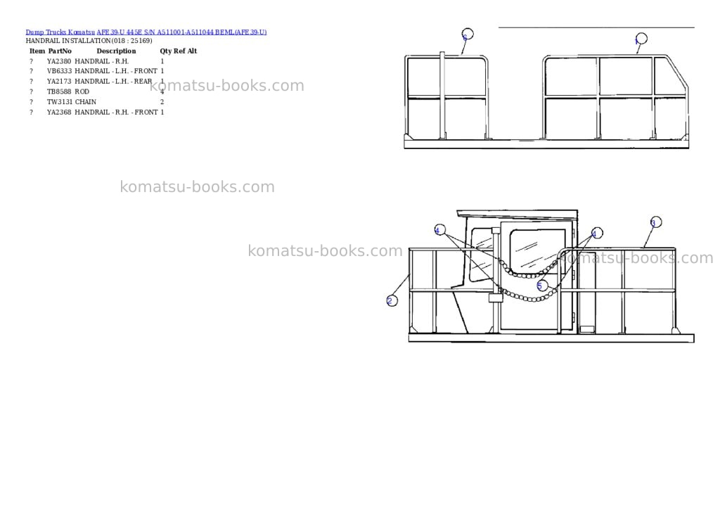 Komatsu afe39-u 445e s/n a511001-a511044 beml Parts catalog cover Page 9 Komatsu afe39-u 445e s/n a511001-a511044 beml Parts catalog cover Page 9