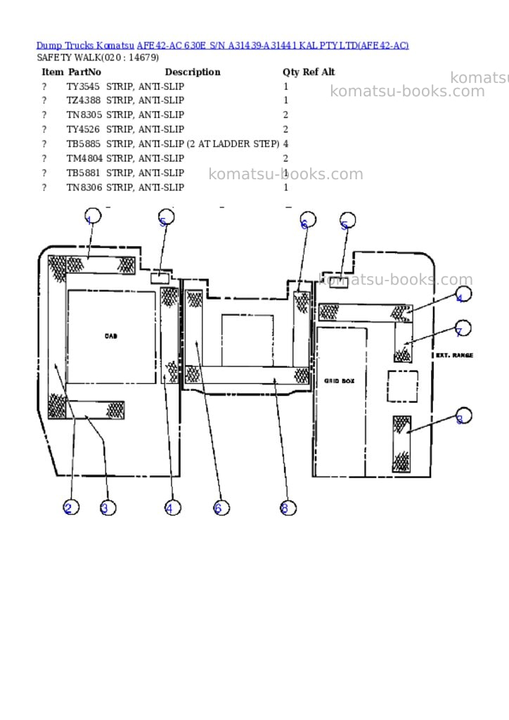 Komatsu afe42-ac 630e s/n a31439-a31441 kal pty ltd Parts catalog cover Page 10 Komatsu afe42-ac 630e s/n a31439-a31441 kal pty ltd Parts catalog cover Page 10