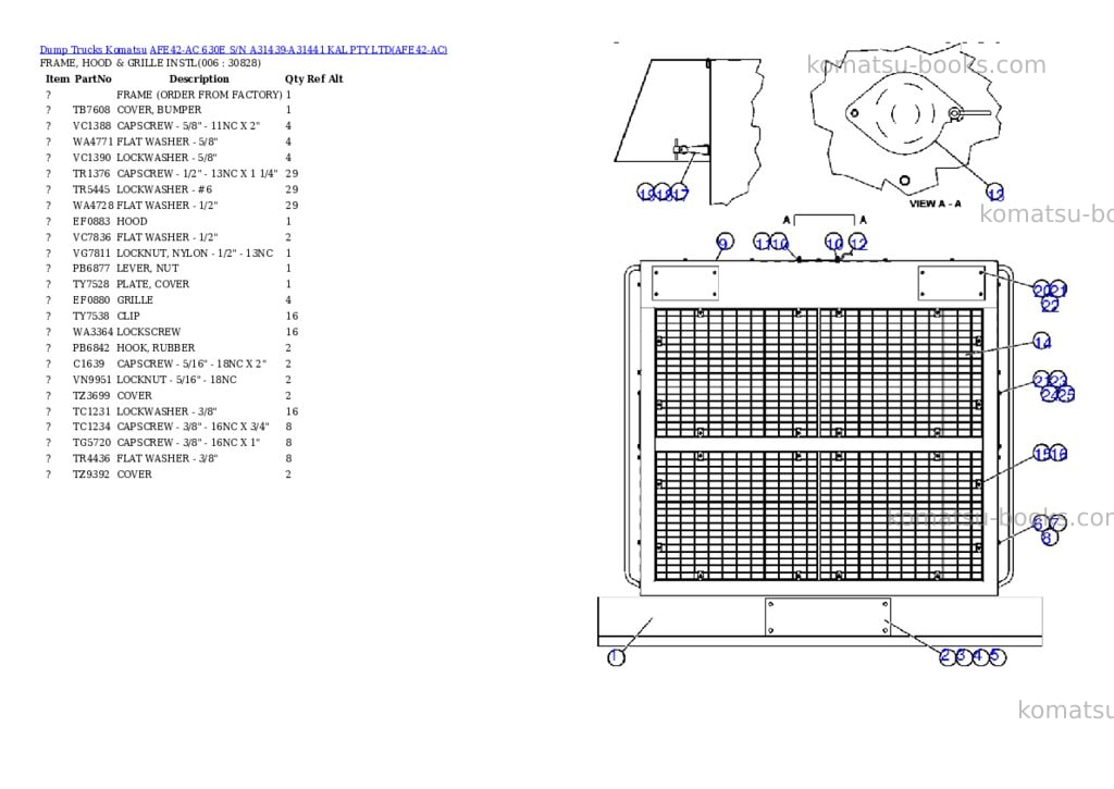 Komatsu afe42-ac 630e s/n a31439-a31441 kal pty ltd Parts catalog cover Page 3 Komatsu afe42-ac 630e s/n a31439-a31441 kal pty ltd Parts catalog cover Page 3