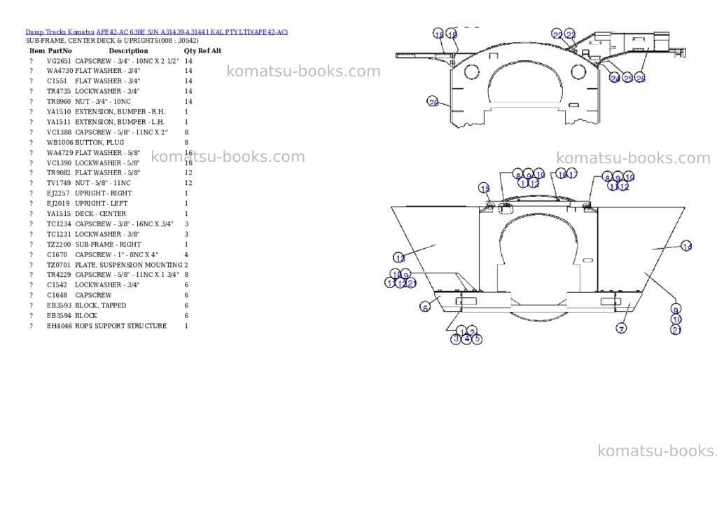 Komatsu afe42-ac 630e s/n a31439-a31441 kal pty ltd Parts catalog cover Page 4 Komatsu afe42-ac 630e s/n a31439-a31441 kal pty ltd Parts catalog cover Page 4