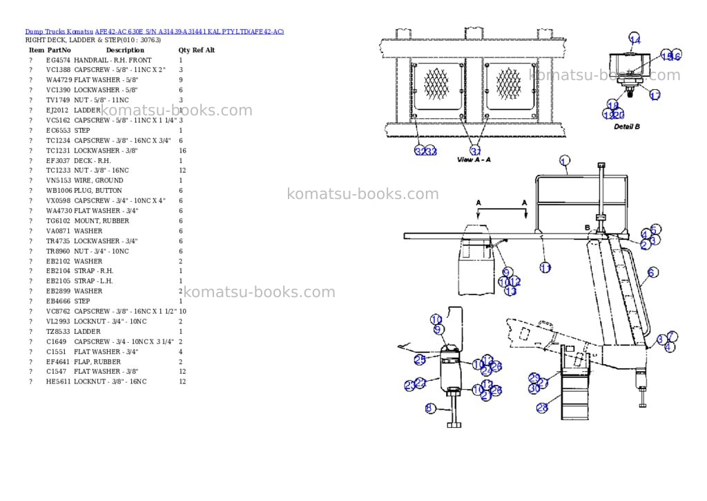 Komatsu afe42-ac 630e s/n a31439-a31441 kal pty ltd Parts catalog cover Page 5 Komatsu afe42-ac 630e s/n a31439-a31441 kal pty ltd Parts catalog cover Page 5
