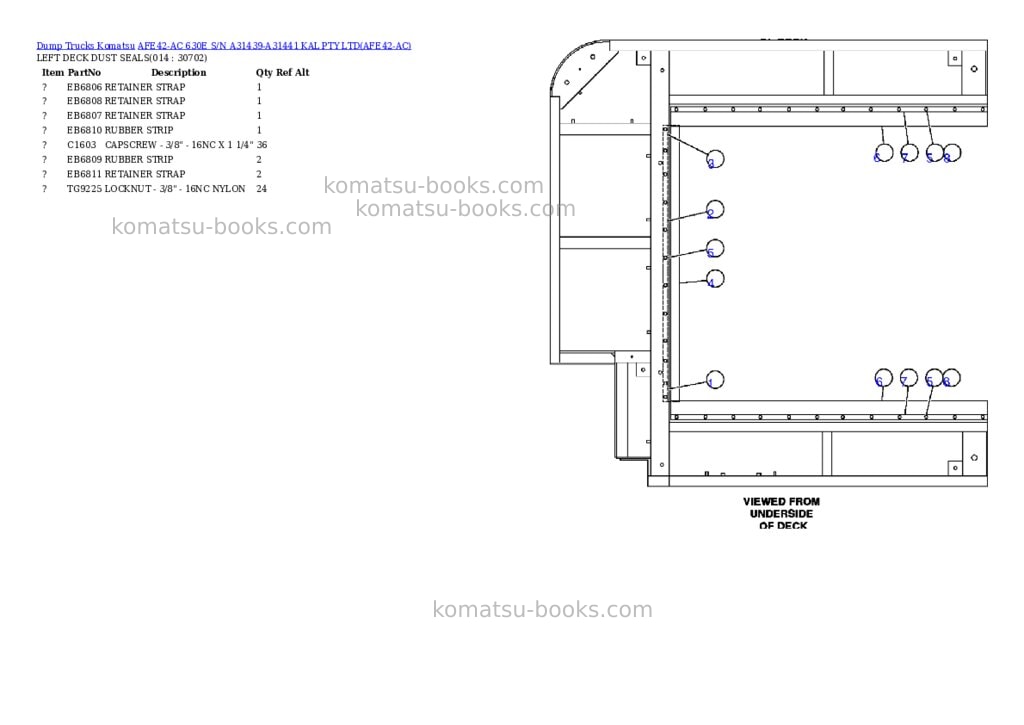 Komatsu afe42-ac 630e s/n a31439-a31441 kal pty ltd Parts catalog cover Page 7 Komatsu afe42-ac 630e s/n a31439-a31441 kal pty ltd Parts catalog cover Page 7
