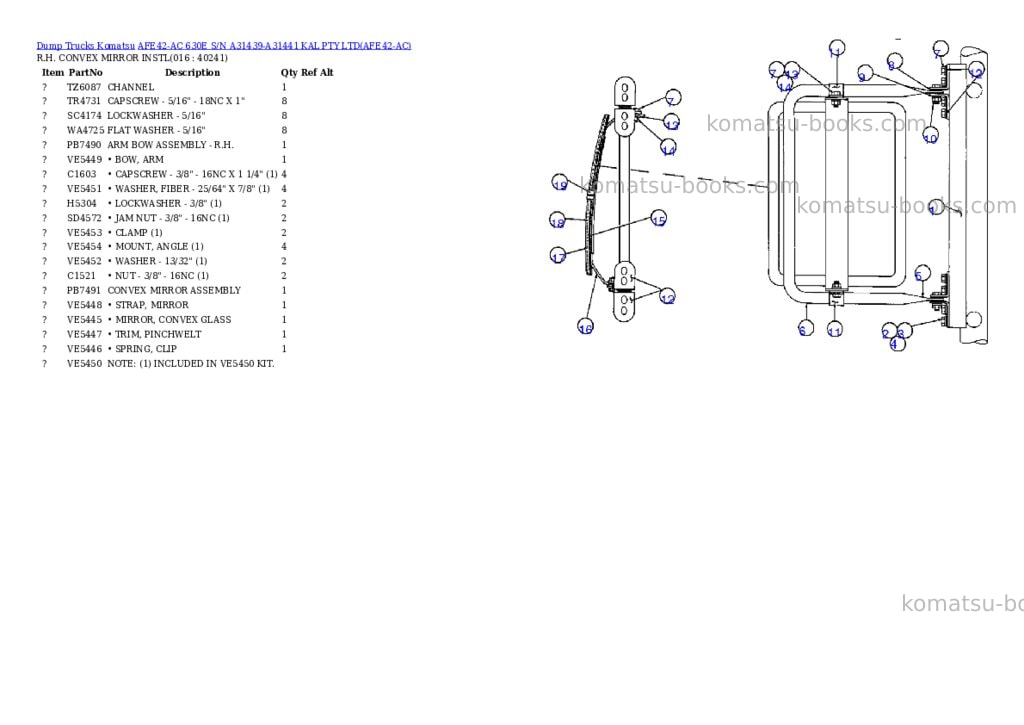Komatsu afe42-ac 630e s/n a31439-a31441 kal pty ltd Parts catalog cover Page 8 Komatsu afe42-ac 630e s/n a31439-a31441 kal pty ltd Parts catalog cover Page 8