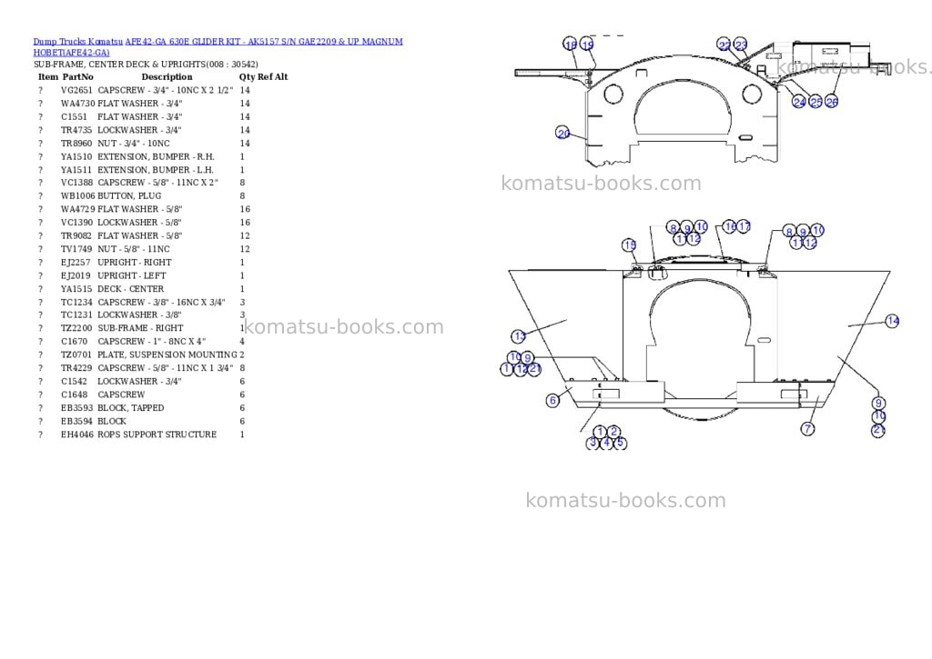 Komatsu afe42-ga 630e glider kit - ak5157 s/n gae2209 & up magnum hobet Parts catalog cover Page 4 Komatsu afe42-ga 630e glider kit - ak5157 s/n gae2209 & up magnum hobet Parts catalog cover Page 4