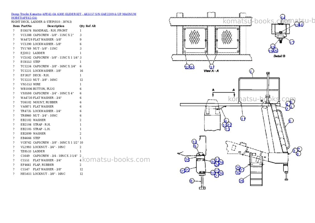 Komatsu afe42-ga 630e glider kit - ak5157 s/n gae2209 & up magnum hobet Parts catalog cover Page 5 Komatsu afe42-ga 630e glider kit - ak5157 s/n gae2209 & up magnum hobet Parts catalog cover Page 5