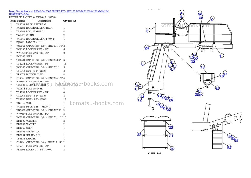 Komatsu afe42-ga 630e glider kit - ak5157 s/n gae2209 & up magnum hobet Parts catalog cover Page 6 Komatsu afe42-ga 630e glider kit - ak5157 s/n gae2209 & up magnum hobet Parts catalog cover Page 6