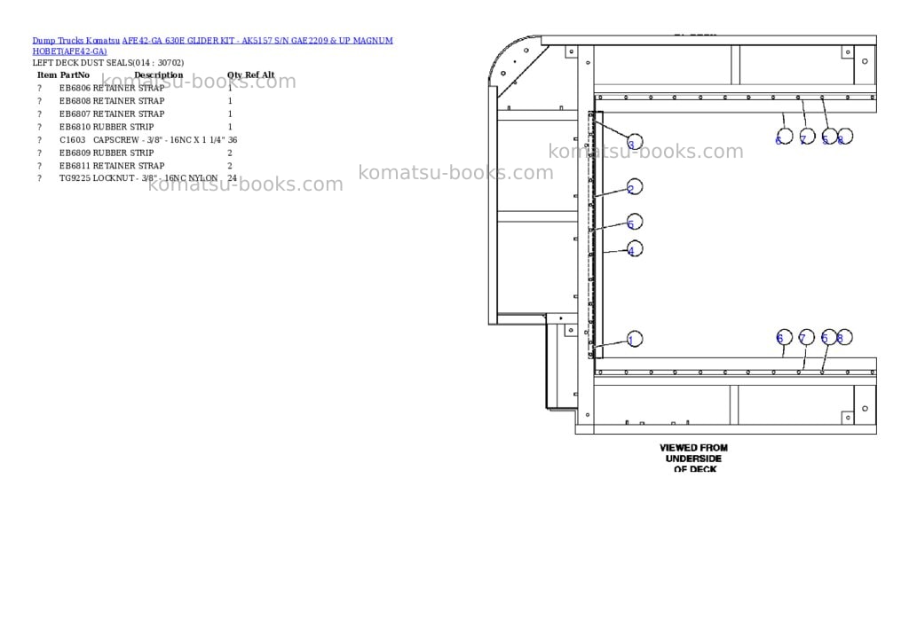 Komatsu afe42-ga 630e glider kit - ak5157 s/n gae2209 & up magnum hobet Parts catalog cover Page 7 Komatsu afe42-ga 630e glider kit - ak5157 s/n gae2209 & up magnum hobet Parts catalog cover Page 7