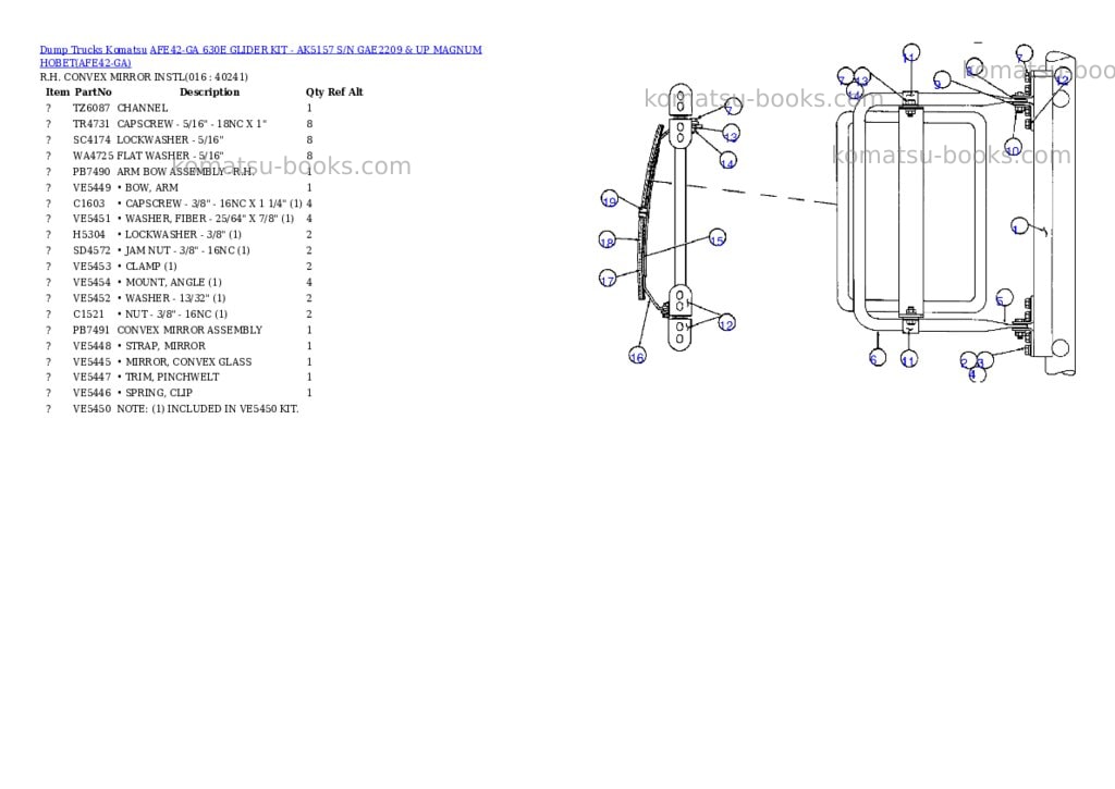 Komatsu afe42-ga 630e glider kit - ak5157 s/n gae2209 & up magnum hobet Parts catalog cover Page 8 Komatsu afe42-ga 630e glider kit - ak5157 s/n gae2209 & up magnum hobet Parts catalog cover Page 8