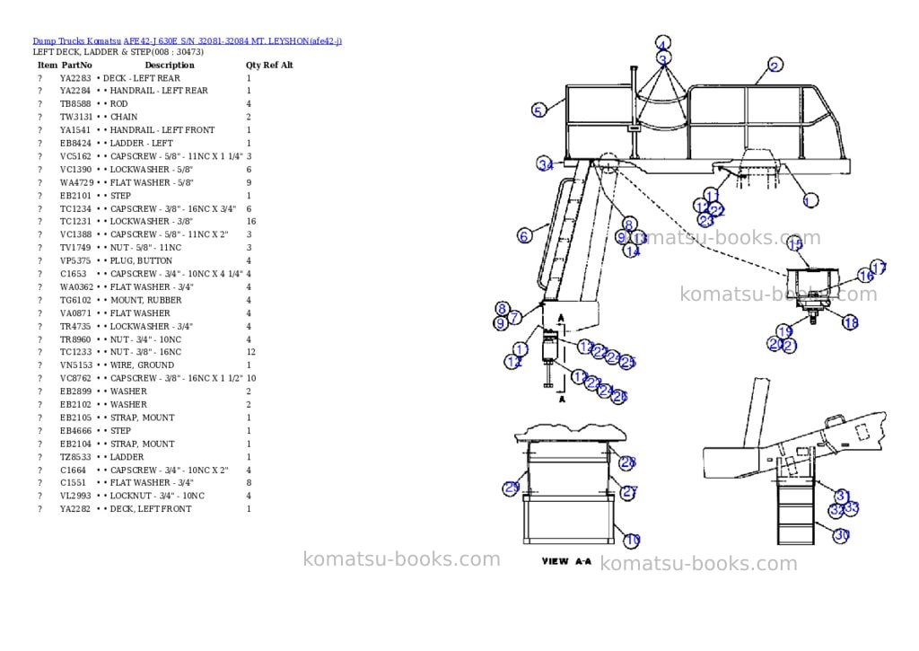 Komatsu afe42-j 630e s/n 32081-32084 mt. leyshon Parts catalog cover Page 3 Komatsu afe42-j 630e s/n 32081-32084 mt. leyshon Parts catalog cover Page 3
