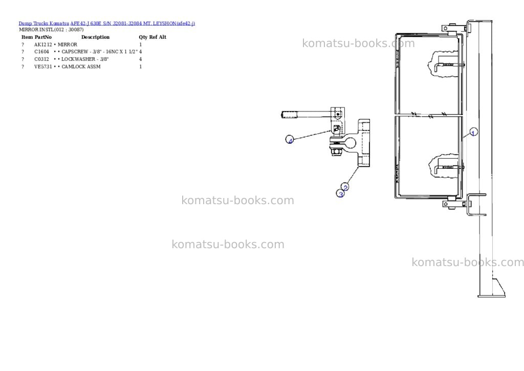 Komatsu afe42-j 630e s/n 32081-32084 mt. leyshon Parts catalog cover Page 5 Komatsu afe42-j 630e s/n 32081-32084 mt. leyshon Parts catalog cover Page 5