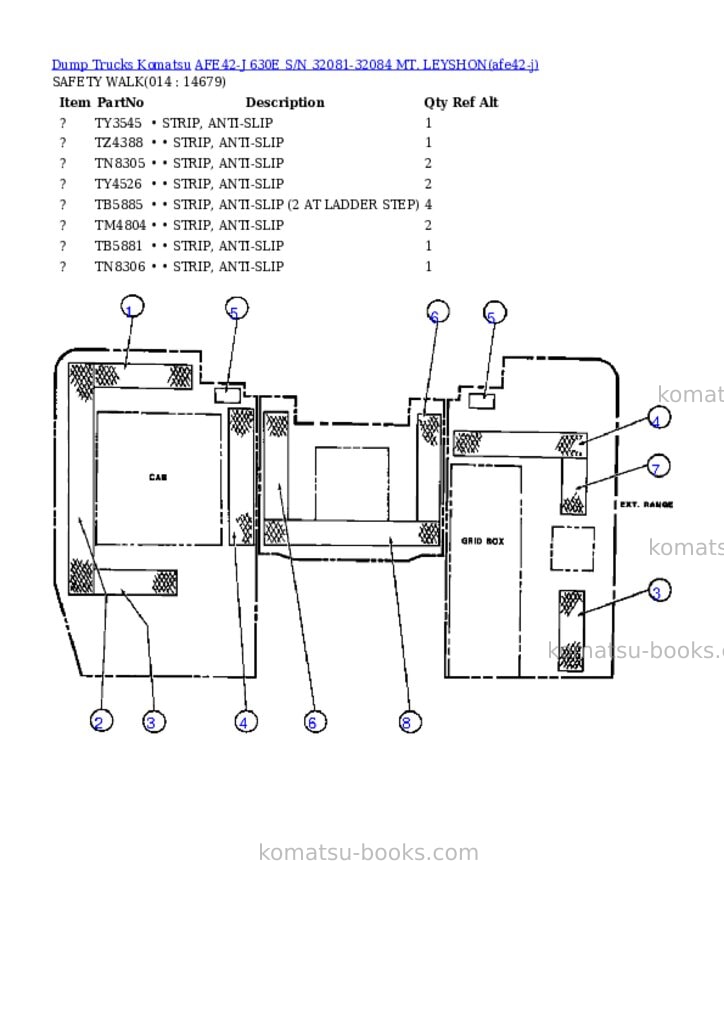 Komatsu afe42-j 630e s/n 32081-32084 mt. leyshon Parts catalog cover Page 6 Komatsu afe42-j 630e s/n 32081-32084 mt. leyshon Parts catalog cover Page 6