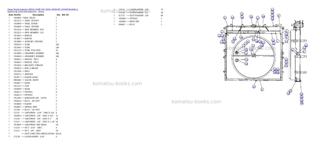 Komatsu afe42-j 630e s/n 32081-32084 mt. leyshon Parts catalog cover Page 8 Komatsu afe42-j 630e s/n 32081-32084 mt. leyshon Parts catalog cover Page 8
