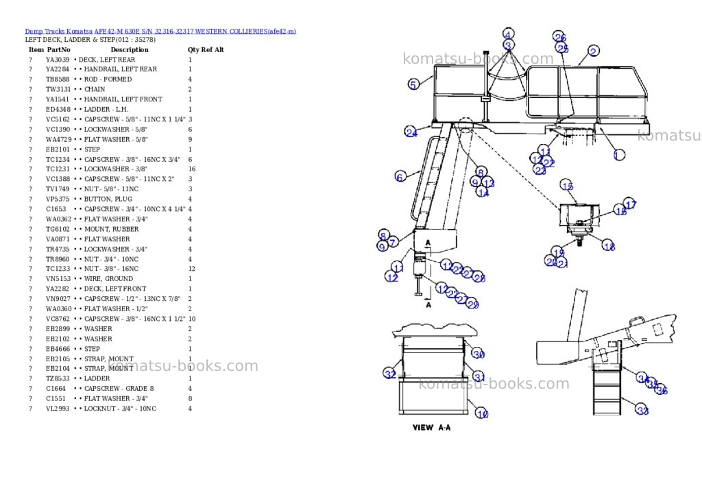 Komatsu afe42-m 630e s/n 32316-32317 western collieries Parts catalog cover Page 4 Komatsu afe42-m 630e s/n 32316-32317 western collieries Parts catalog cover Page 4