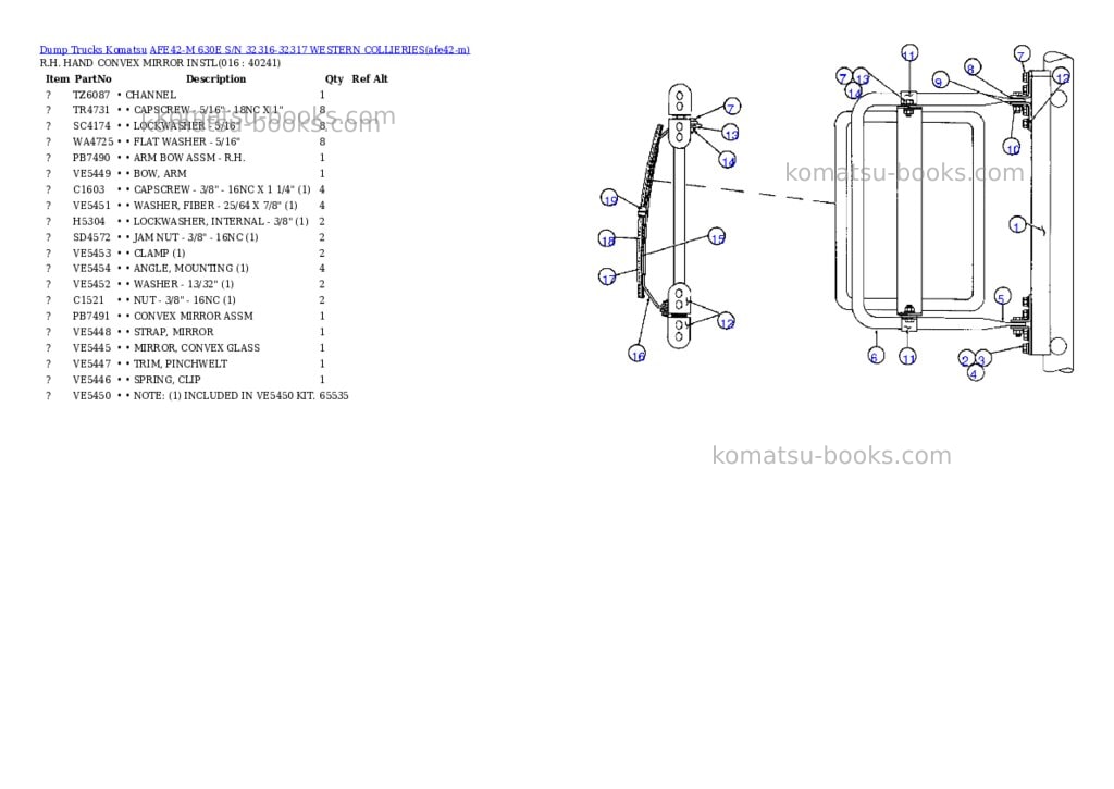 Komatsu afe42-m 630e s/n 32316-32317 western collieries Parts catalog cover Page 6 Komatsu afe42-m 630e s/n 32316-32317 western collieries Parts catalog cover Page 6