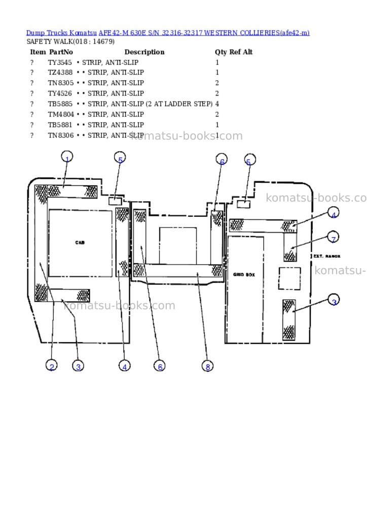 Komatsu afe42-m 630e s/n 32316-32317 western collieries Parts catalog cover Page 7 Komatsu afe42-m 630e s/n 32316-32317 western collieries Parts catalog cover Page 7