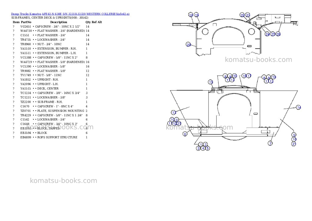 Komatsu afe42-n 630e s/n 32318-32320 western colleries Parts catalog cover Page 2