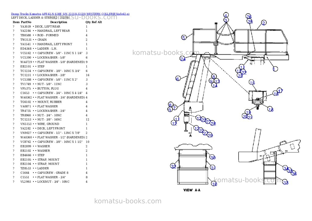 Komatsu afe42-n 630e s/n 32318-32320 western colleries Parts catalog cover Page 4