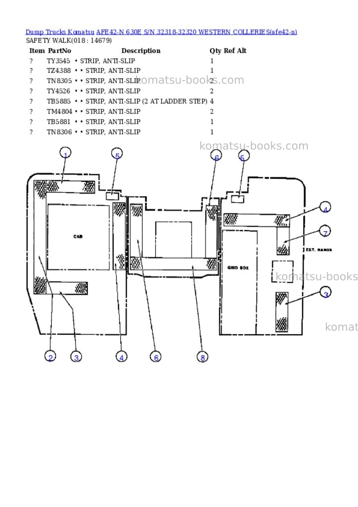 Komatsu afe42-n 630e s/n 32318-32320 western colleries Parts catalog cover Page 7