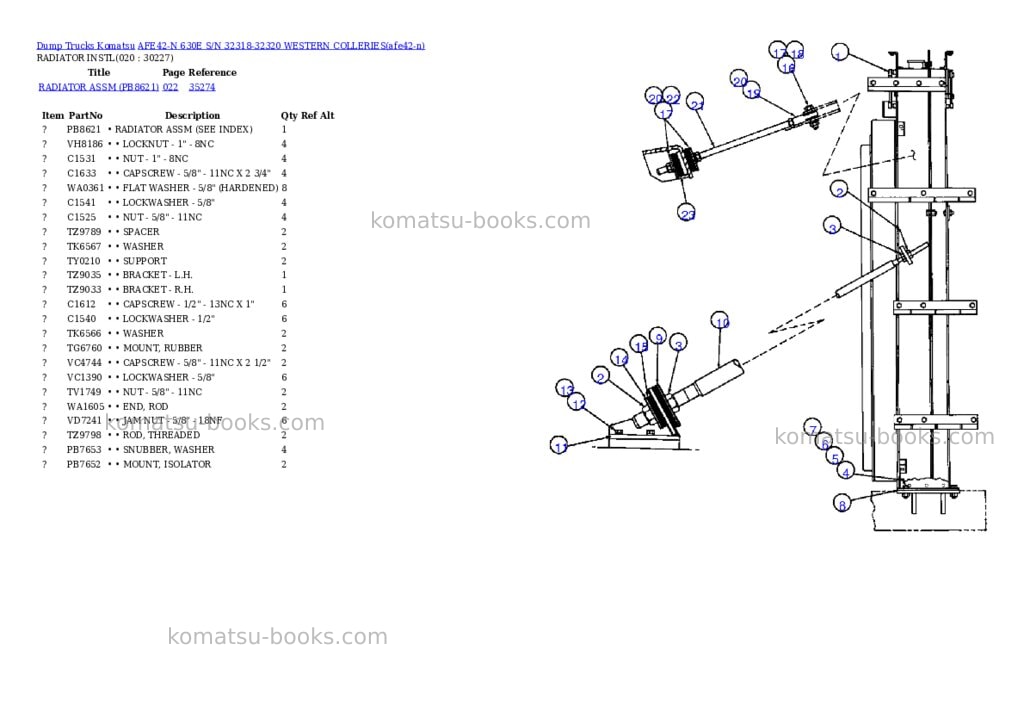 Komatsu afe42-n 630e s/n 32318-32320 western colleries Parts catalog cover Page 8