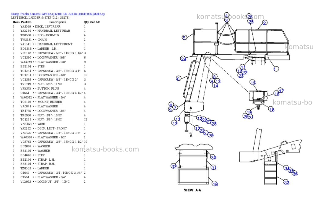 Komatsu afe42-q 630e s/n 32418 leighton Parts catalog cover Page 6 Komatsu afe42-q 630e s/n 32418 leighton Parts catalog cover Page 6