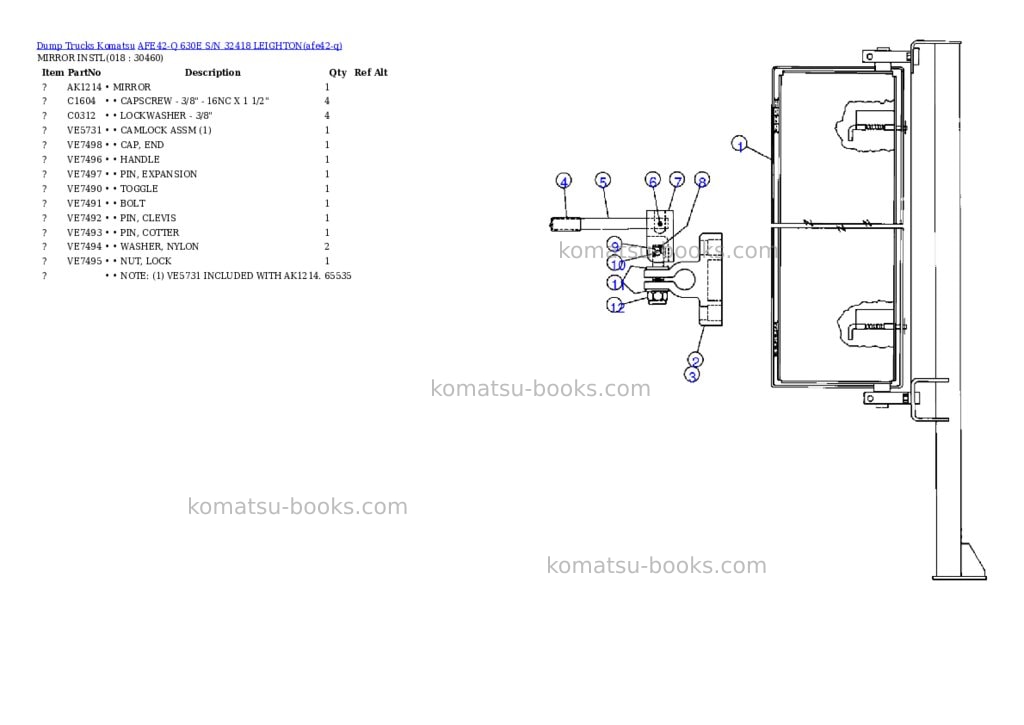 Komatsu afe42-q 630e s/n 32418 leighton Parts catalog cover Page 9 Komatsu afe42-q 630e s/n 32418 leighton Parts catalog cover Page 9