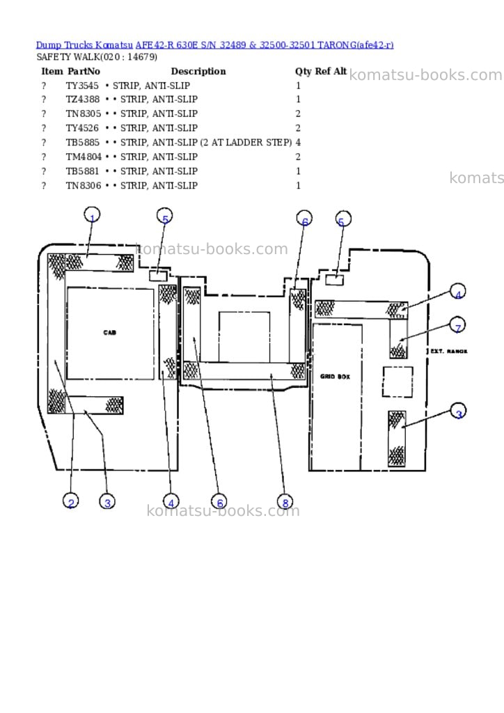 Komatsu afe42-r 630e s/n 32489 & 32500-32501 tarong Parts catalog cover Page 10