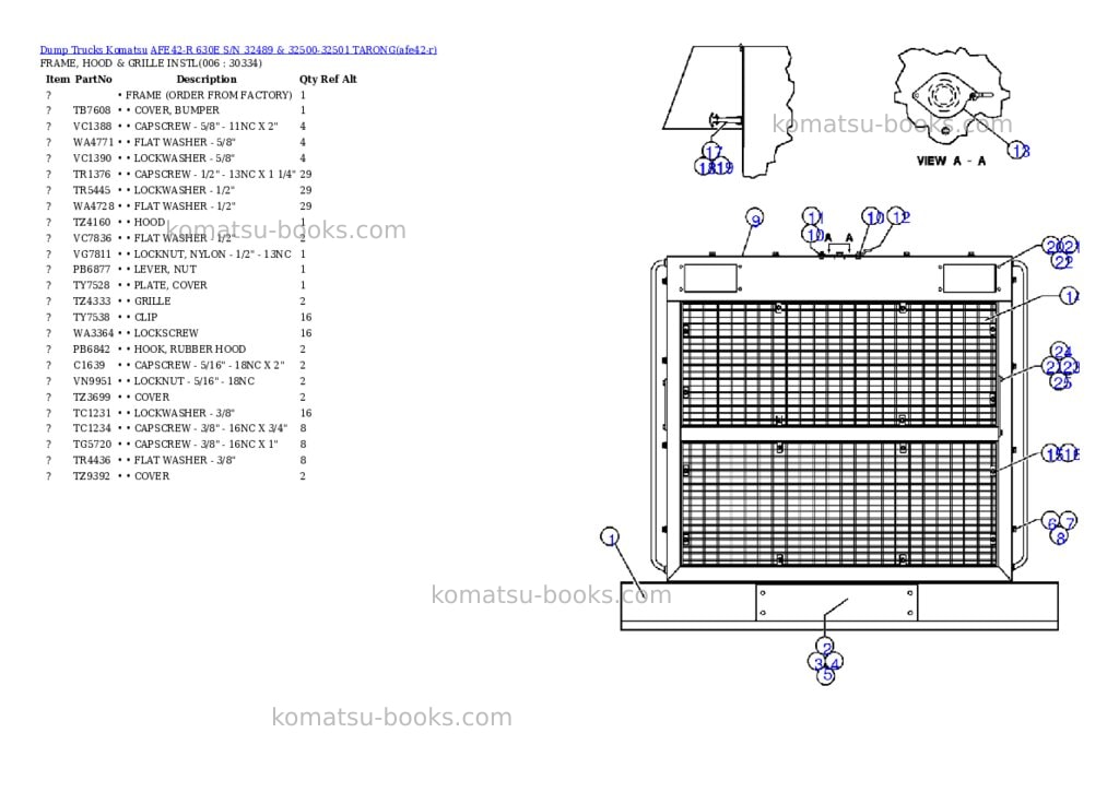 Komatsu afe42-r 630e s/n 32489 & 32500-32501 tarong Parts catalog cover Page 3
