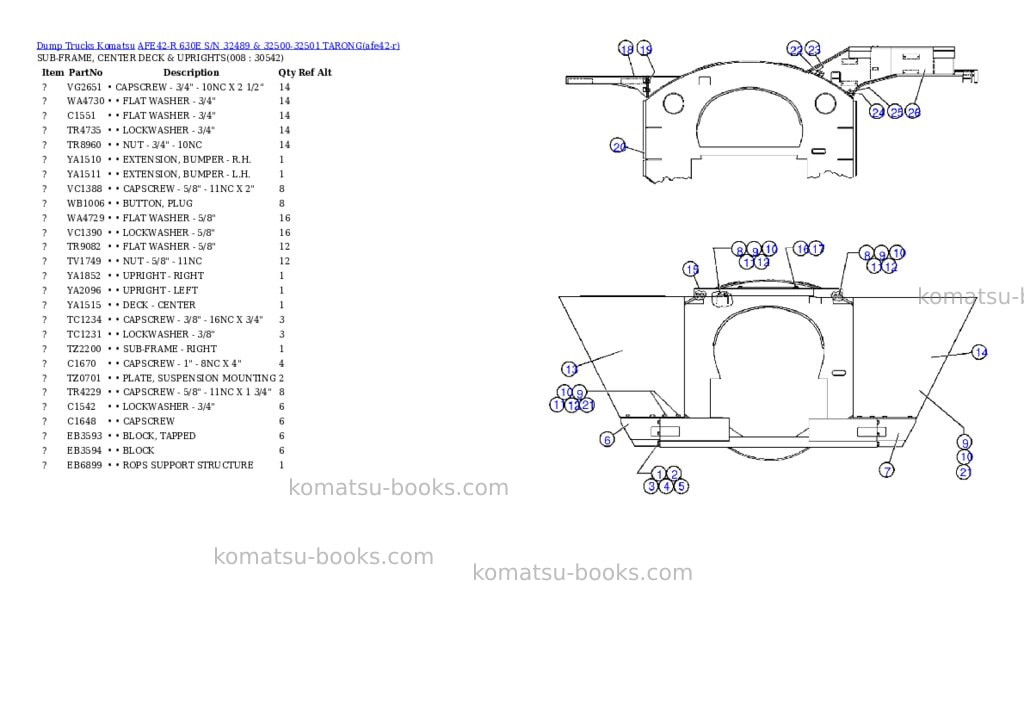 Komatsu afe42-r 630e s/n 32489 & 32500-32501 tarong Parts catalog cover Page 4